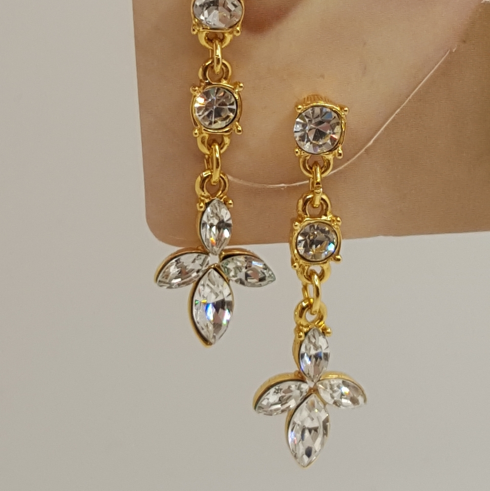 Monet Gold Plated, Crystal Earrings